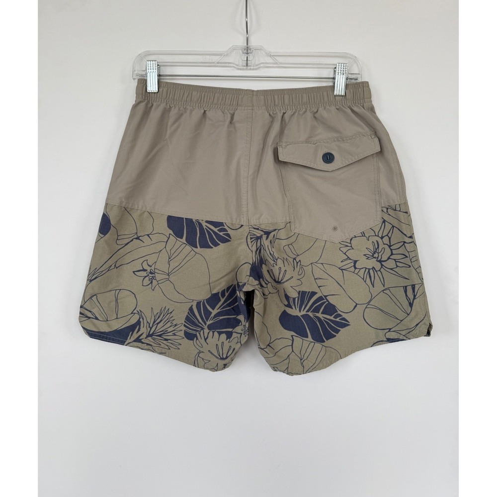 Patagonia Mens Stretch Wavefarer Walk Shorts Tan Blue Floral Size M Active Beach - Picture 3 of 9